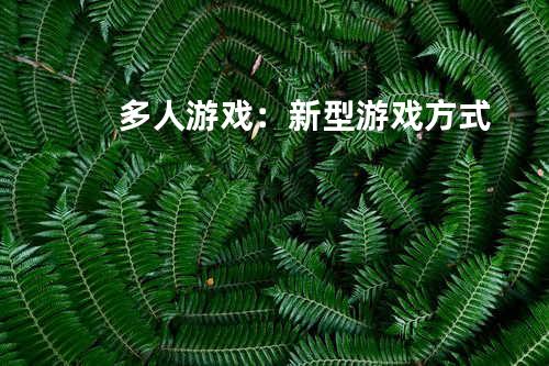 多人游戏：新型游戏方式